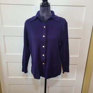 VTG LeRoy Knit Wear Button‑Front Cardigan – Purple SIZE GUESS "s"